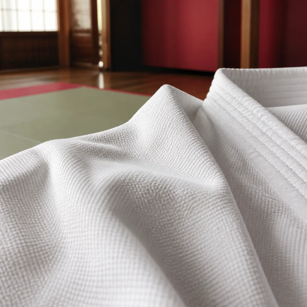 Close-up of woven karate gi fabric showing weave texture