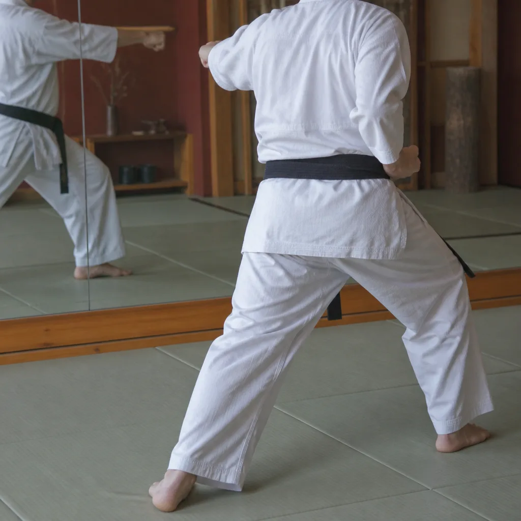 a practitioner performing a technique at slow speed in front of a mirror